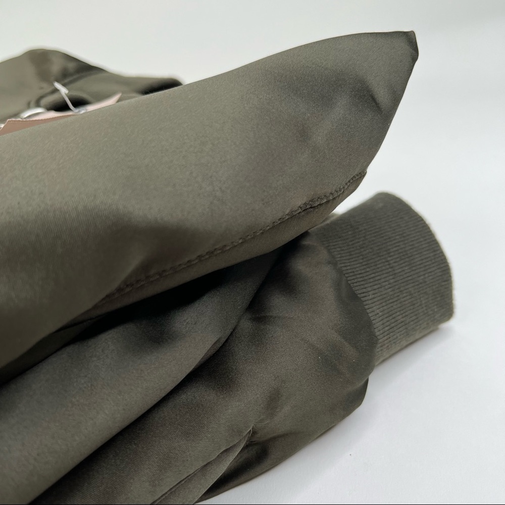 New Philosophy Rich Olive Green Satin 90s Zip-up Preppy College Bomber Jacket - Picture 12 of 16